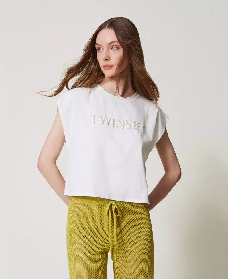 T-SHIRT BOXI CON RICAMO - TWIN-SET U&B MARE