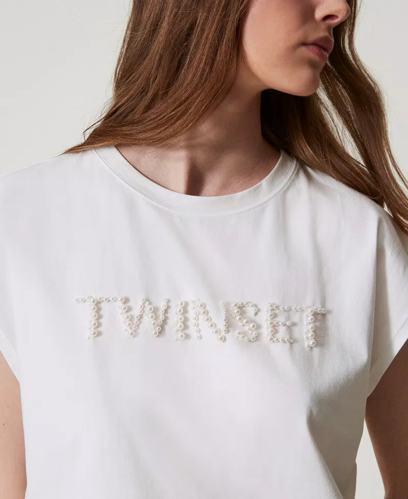 T-SHIRT BOXI CON RICAMO - TWIN-SET U&B MARE
