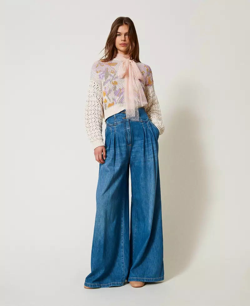SUPER WIDE LEG FIT IN DENIM - TWIN SET