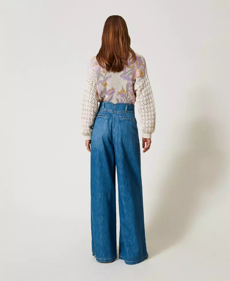 SUPER WIDE LEG FIT IN DENIM - TWIN SET