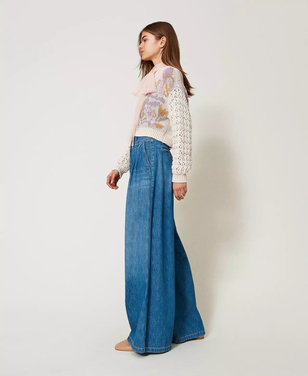 SUPER WIDE LEG FIT IN DENIM - TWIN SET