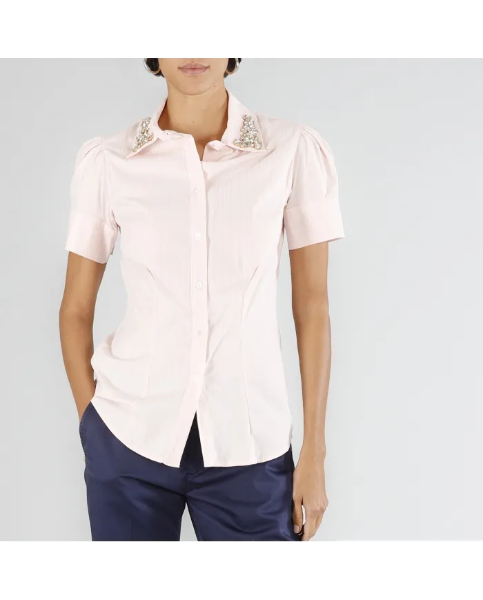 CAMICIA MC C/GIOIELLO - CAFE NOIR