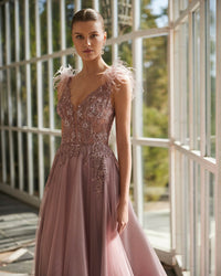 VESTITO L C/STOLA - MARFIL