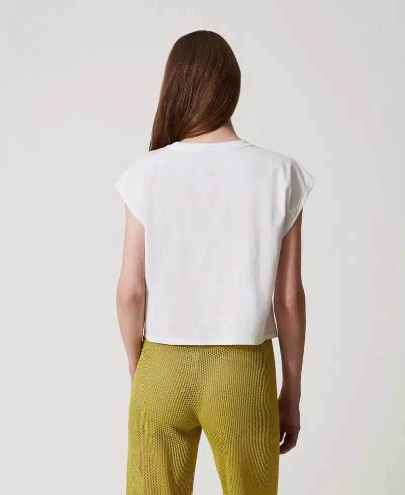 T-SHIRT BOXI CON RICAMO - TWIN-SET U&B MARE 251LM2TAA 006 Twinset U&B mare 