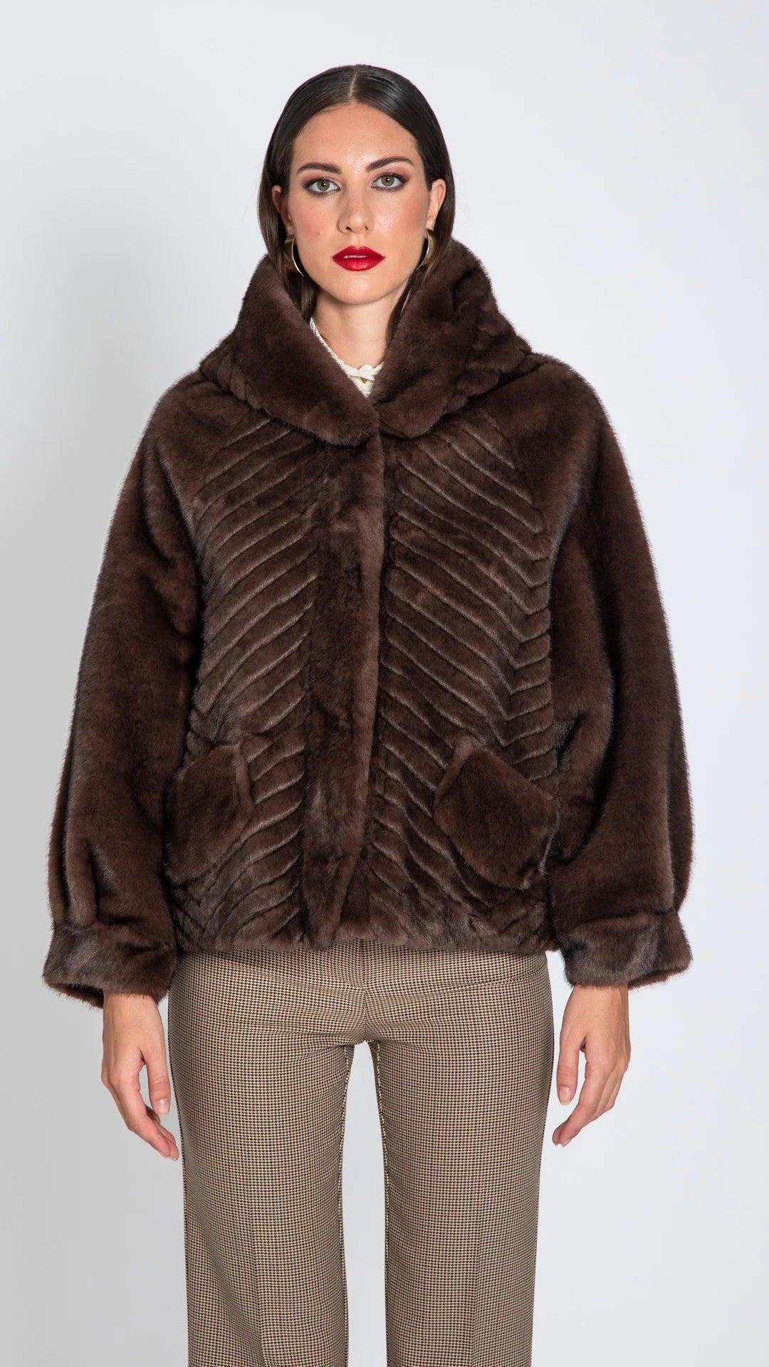 ecopelliccia bomber ESODO MARRONE Edas Luxury 