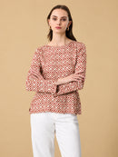 blusa stampata 265W1446-S7W 183 Anis White 