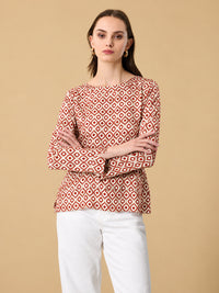 blusa stampata 265W1446-S7W 183 Anis White 
