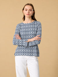 blusa stampata 265W1446-S7W 304 Anis White 