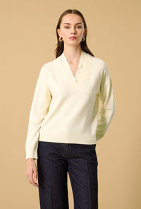 v motivo collo bottoni 265W6056-AW 2 Anis White 