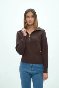 con mezza zip e trecce DGF6935 MORO GRIFFAI 