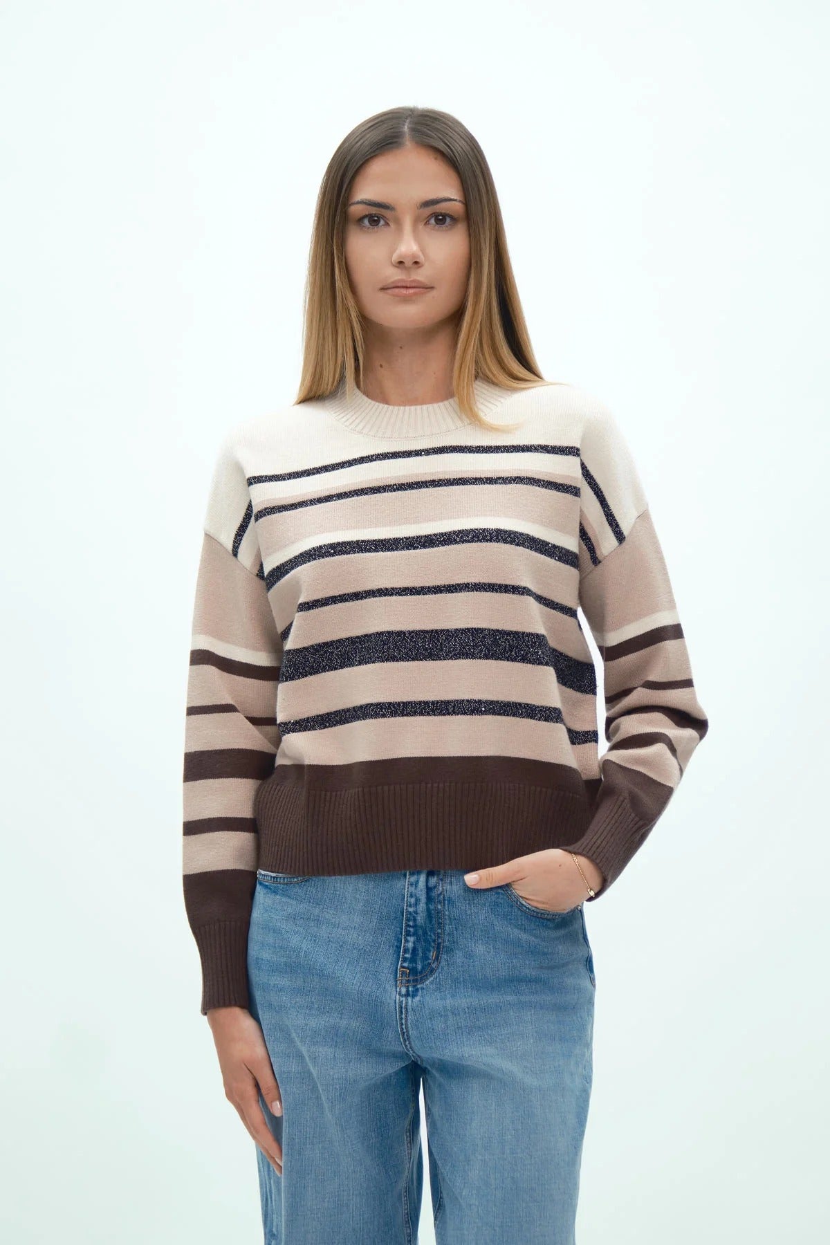 rigato con lurex DGF7008 MORO/BEIGE/NERO/PANNA GRIFFAI 