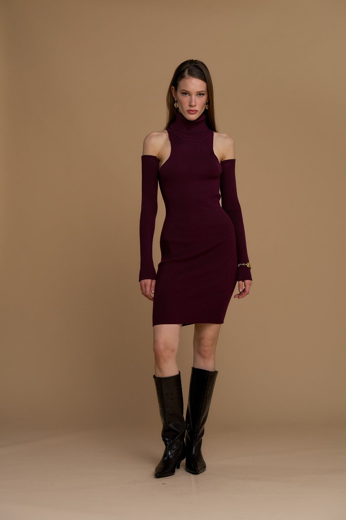 maglia con manicotti 263NS041 vinaccia No Secrets 