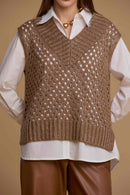 maglia traforata 263NS141 cannella No Secrets 