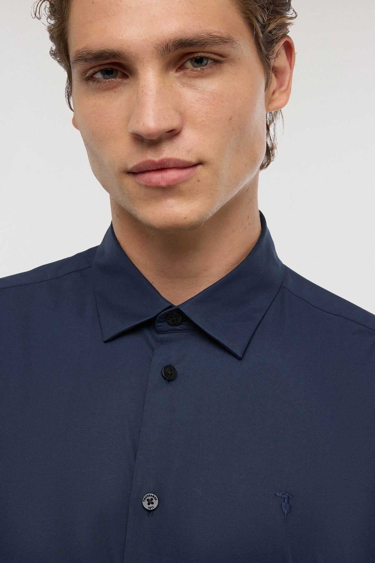 ms101t13 camicia slim fit in popeline elasticizzato 5004N000052N 034 Trussardi 
