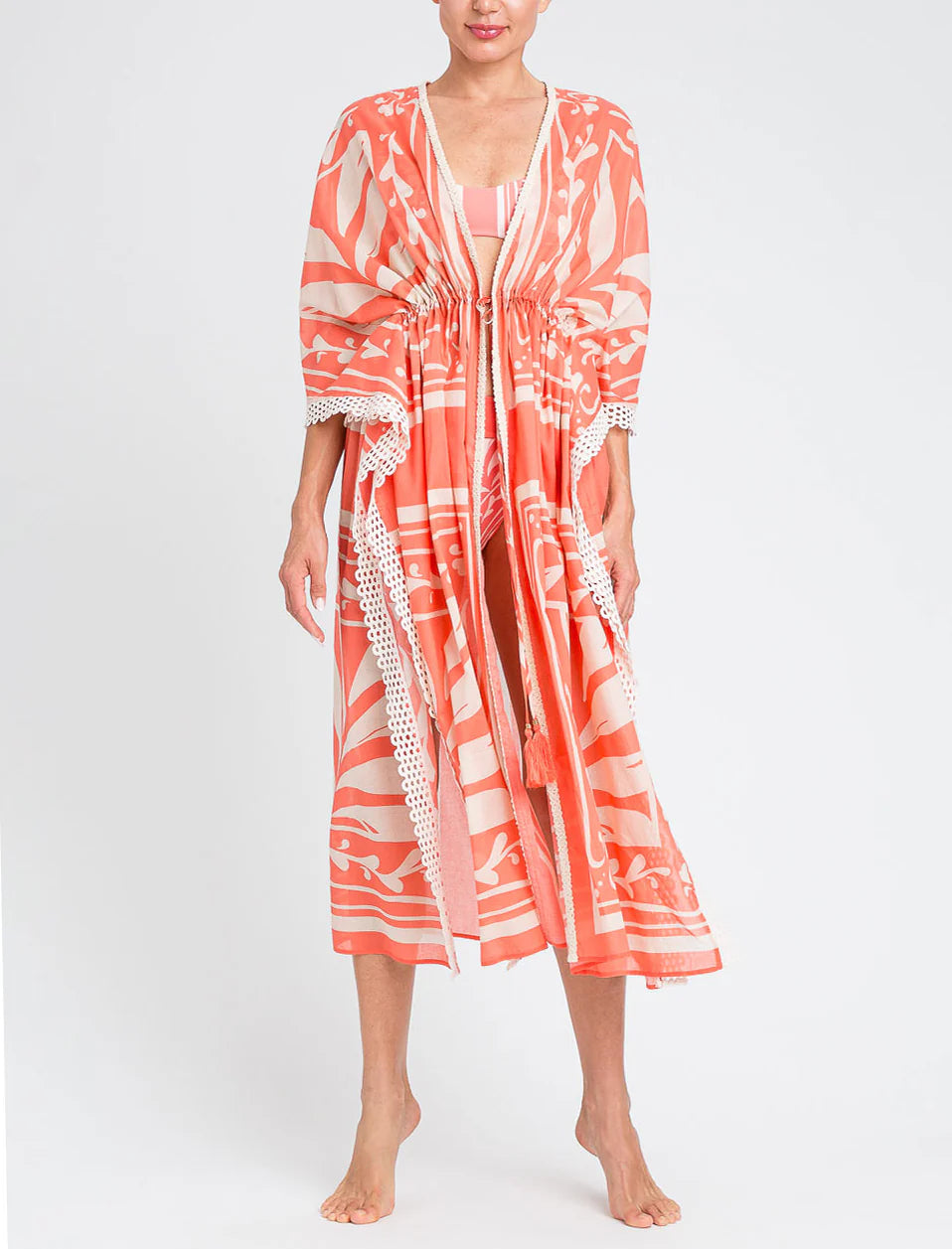 KAFTANO LUNGO APERTO C/PASSAMANERIA CROCHET - TWIN-SET U&B MARE