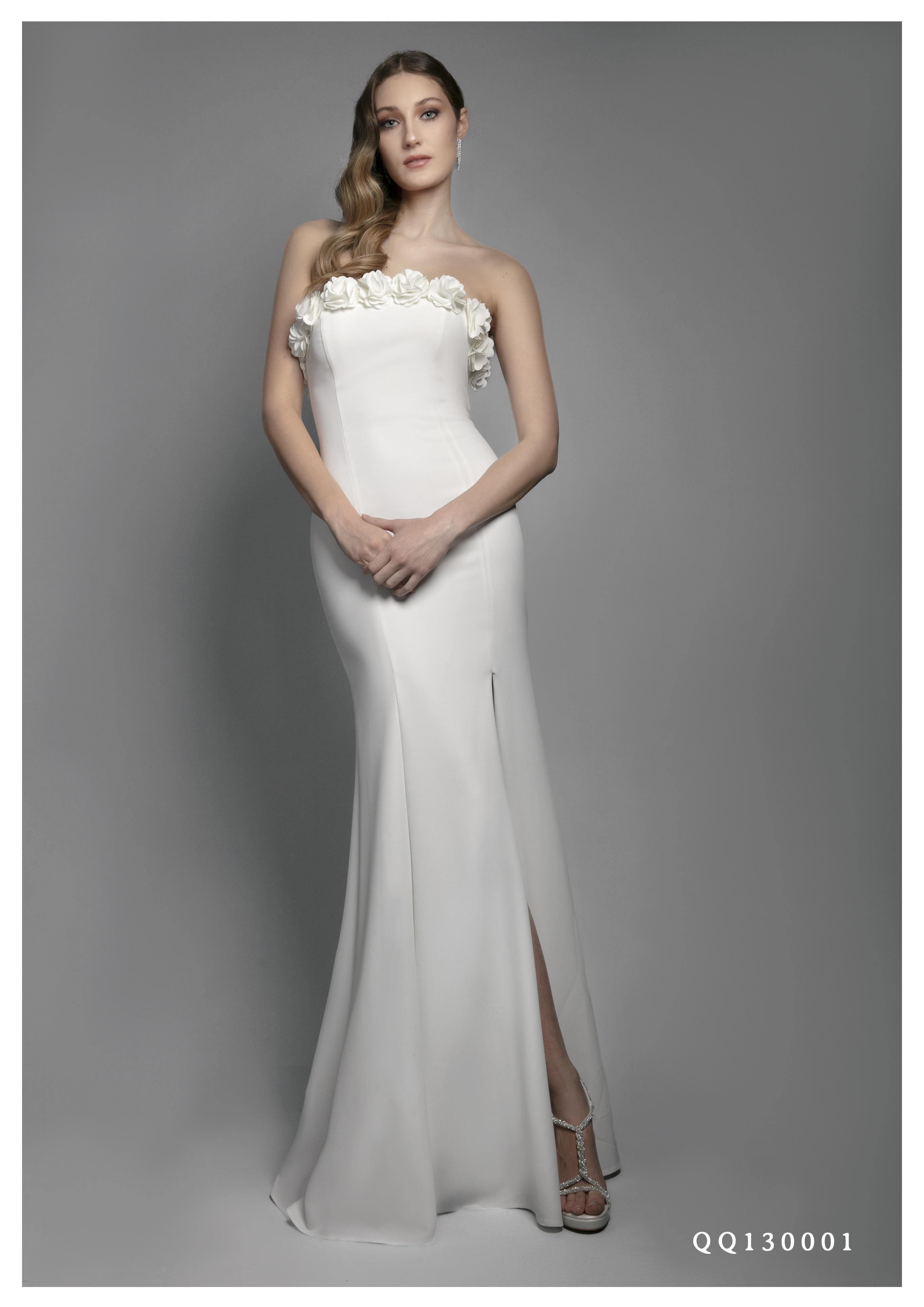 VESTITO LUNGO C/STOLA - WHITE CARPET QQ130001 11 Musani White Carpet 