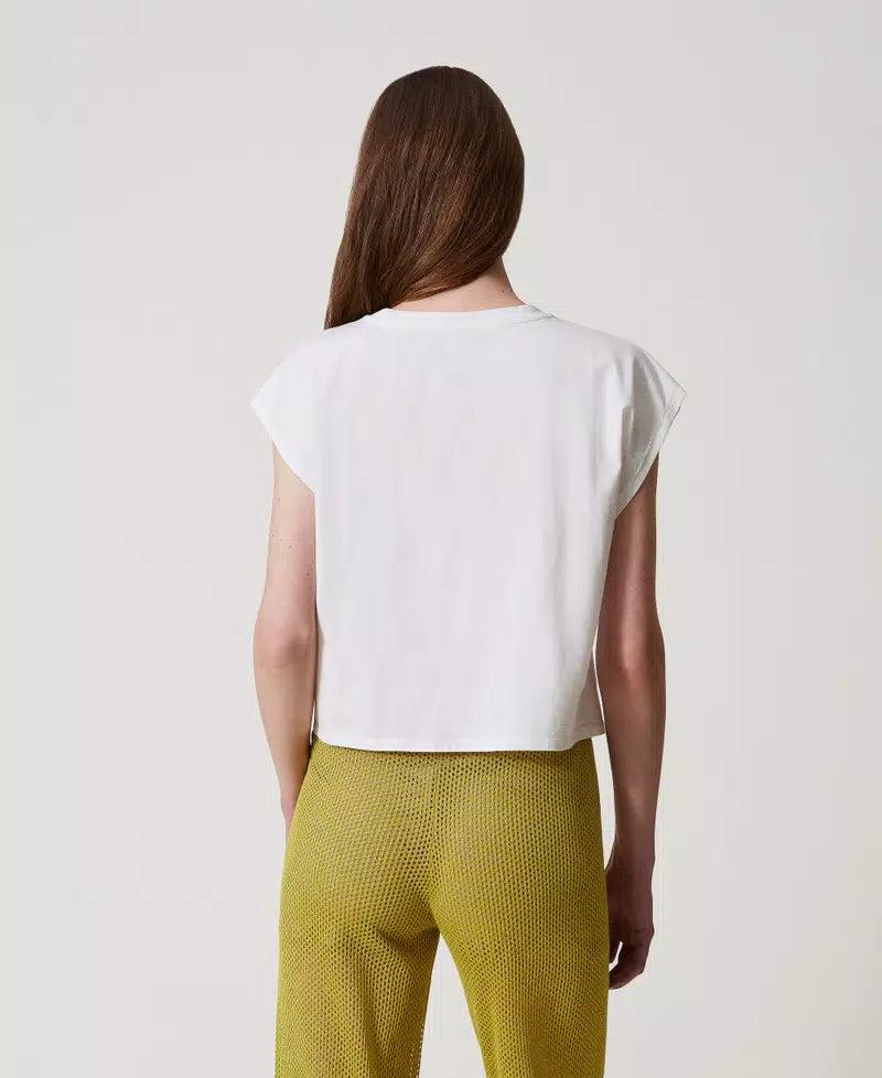 T-SHIRT BOXI CON RICAMO - TWIN-SET U&B MARE 251LM2TAA 006 TWIN-SET U&B MARE 