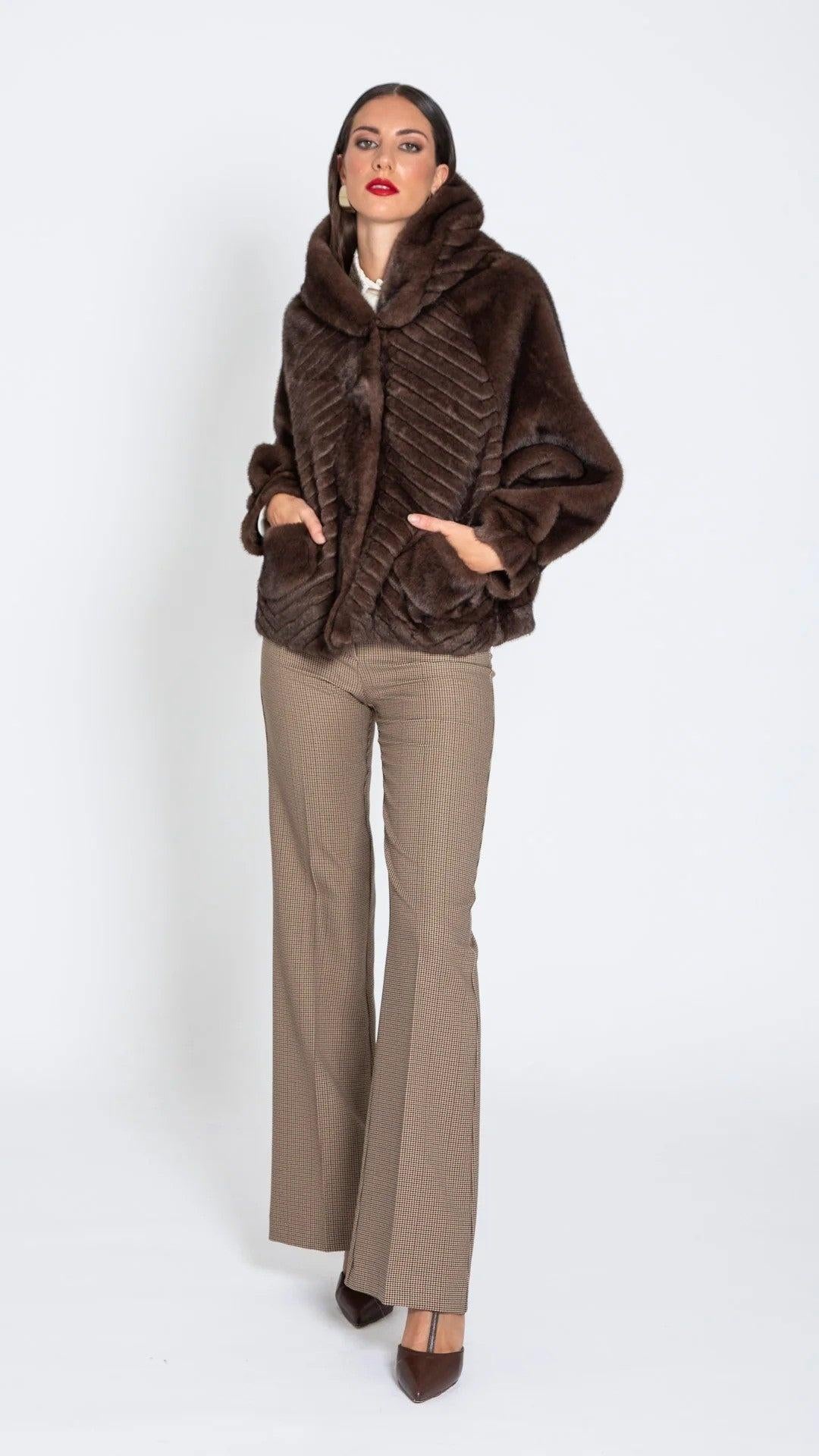 ecopelliccia bomber ESODO MARRONE Edas Luxury 